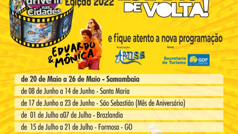 Circuito Cine Drive In nas Cidades leva sessões gratuitas de cinema para cidades do DF e Entorno